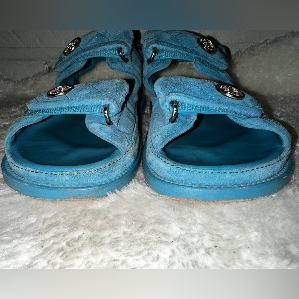 Chanel C2021 Blue Suede Dad Sandals Size 36 - Picture 13 of 16